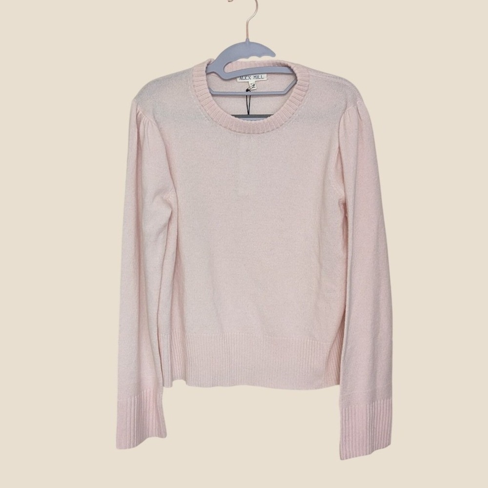 NWT Alex Mill Claire Sweater in Wool Cashmere Coquette Light Pink Size XL